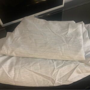 Full Size Fitted & Flat Sheet with Green & Light Gray Stripes